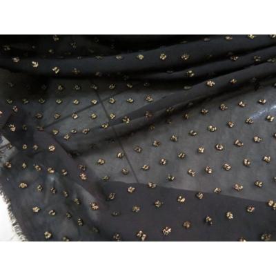 China New Black Soft Fashion Woven Polyester Jacquard Embroidery Chiffon Fabric for sale