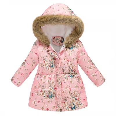 China Cute Baby Boy Raincoat Children Winter Raincoat Children Winter Hooded Coat With Fur Hood Stripper Jacket for sale