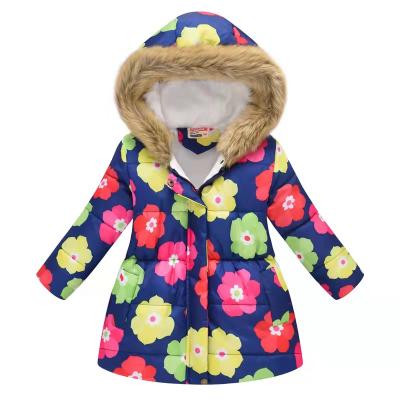 China Cute Winter Hooded Raincoat Boys Girls Raincoat Children Jacket Fleece Hooded Coat With Fur Hood for sale