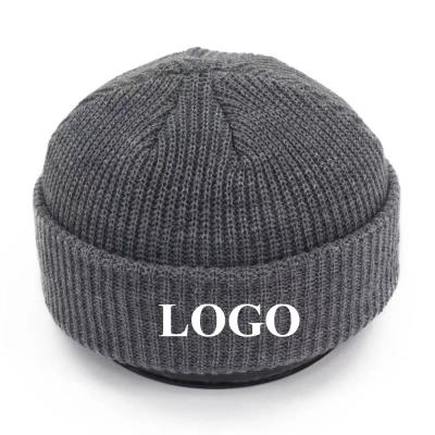 China Winter 100% Acrylic COMMON Embroidery Custom Woven Hat Beanie Hats Cuff With Label for sale