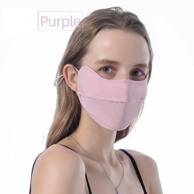 China UPF 50+ Sunscreen Full Face Cover Sunscreen Daily Ice Cooling Facemask Silk Cooling Open Nose For Summer for sale