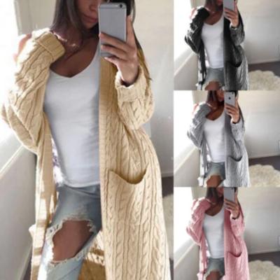 China Women Breathable Solid Cardigans Long Sleeve Loose Casual Sweater Cardigan Coat for sale