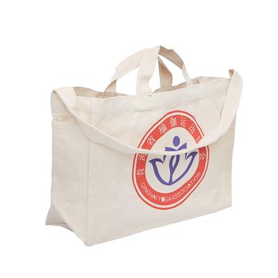 China Long Strap Shoulder Totebag Cotton Canvas Eco-friendly Tote Bags With Custom Printed Eco-Friendly Wholesale Logo for sale