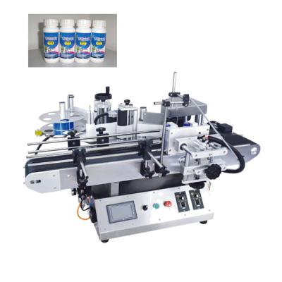 China Wanhe food automatic double side labeling machine, labeling machine round bottles, sticker labeling machine with date print for sale