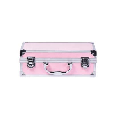 China Lockable Ladies Lace Carry Case With Mirror Aluminum Makeup Train Cases Cosmetic Bag for sale