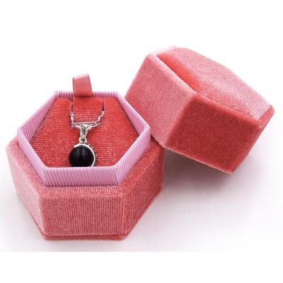 China Hexagon Pink Necklace Jewelry Box Storage Velvet Pendant Gift Boxes For Valentine Christmas Thanksgiving Mother's Day for sale