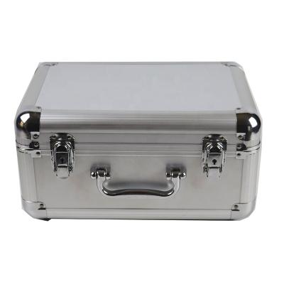 China Aluminum Alloy & ABS Private Label Silver Aluminum Tool Case Waterproof Shockproof Briefcases with Custom EVA Foam for sale