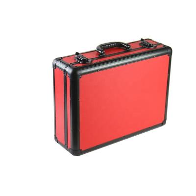 China Lockable Barber Tools Aluminum Carrying Case Red Towel Hard With Secret Compartment for sale