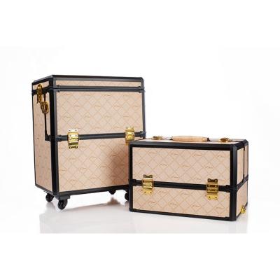 China With 2 Drawer In 1 Professional Aluminum Makeup Trolley Case for sale