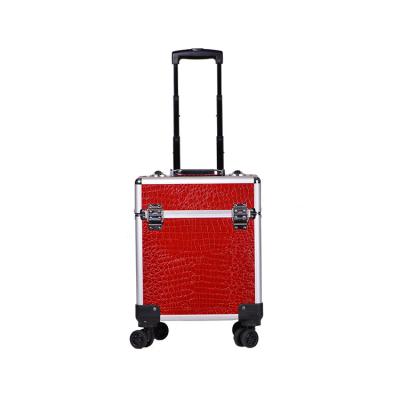 China With Drawer Big Aluminum Makeup Case Professional Salon Train Case Cosmetic Rolling Beauty Trolley for sale