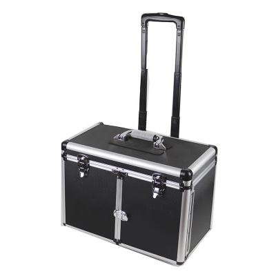 China With Drawer Professional Barber Tool Case Trolley Aluminum Rolling Case For Hairdressing for sale