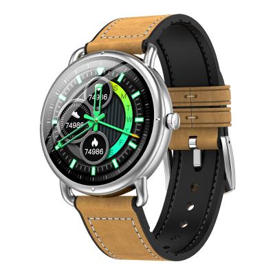 China High Quality Environmental Protection Round Touch Screen 1.32 Inch Smart Watch With Leather Strap And High Resolution for sale