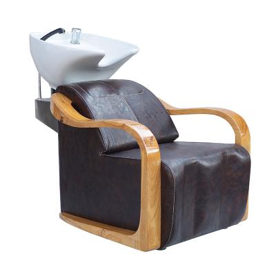 China Classic Ceramic Barber Shop Furniture Backwash Shampoo Basin Beauty Unit Chairs Hair Salon for sale