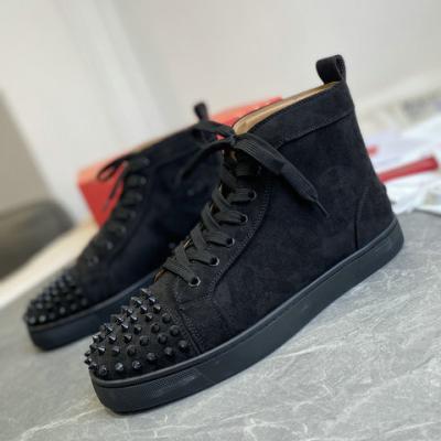 China 2021 Designer Luxury Sneakers Red Bottom Mens Womens High Top Cushioning With Real Leather Famous Brands Spikes Shoes for sale