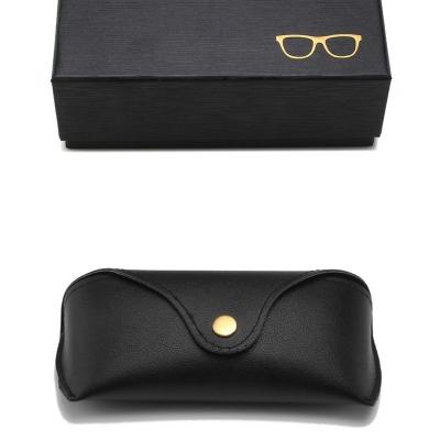 China Glass Accessories Ready To Ship Black Leather Glass Cases High End Cheap Glasses Box for sale