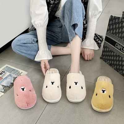 China Factory price good quality sales female adult home shoes fashion trend women warm indoor slippers fur upper back winter slippers for sale