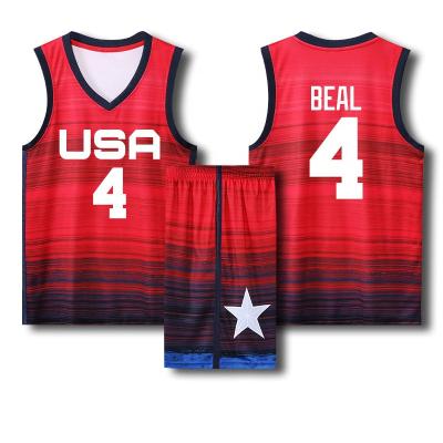 China Custom Graphic Logo Antibacterial USA Team Basketball Uniform National Jerseys Shorts for sale