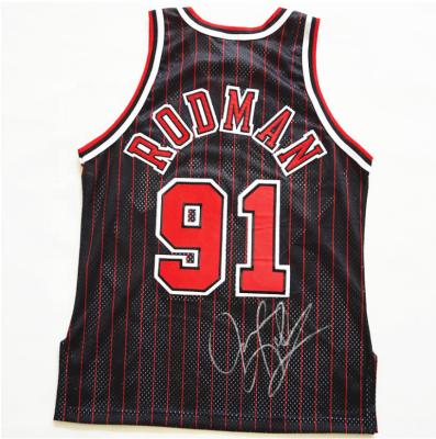 China Antibacterial Custom Breathable Mesh Stripe Black And Red Basketball Tank Top for sale