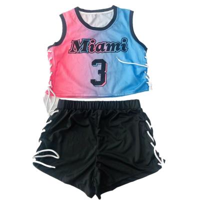 China New Arriiral Antibacterial Custom Design 2 Piece Set Women Basketball Dress Apparel Shorts Suits for sale