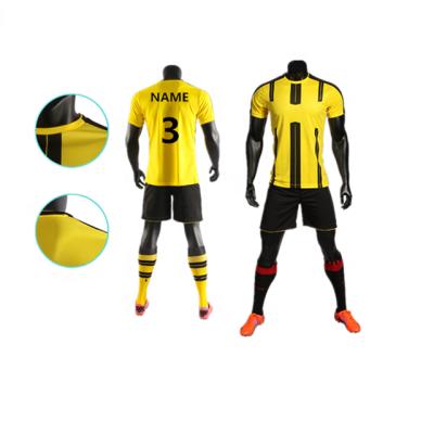 China Shirts & Custom Sublimation Logo Black Yellow Soccer Jersey Tops for sale