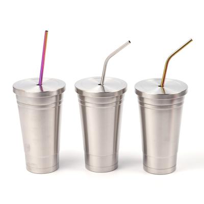 China Viable Custom Wholesale Metal Glitter Water Skinny Tumbler Cups Stainless Steel With Straw And Dome Lid for sale