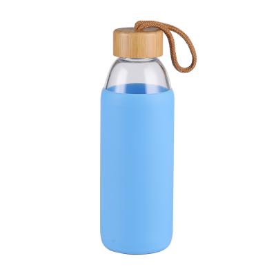 China With loop; Silicon sleeve for easy grip; Heat resistant; Eco Friendly High Quality Custom Frosted Wholesale 550ml Clear Milk Glass Water Bottle With Screw Top for sale