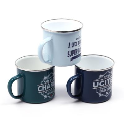 China Modern Wholesale Steel Custom Printing Enamel Coffee Tea Drinking Mug for sale