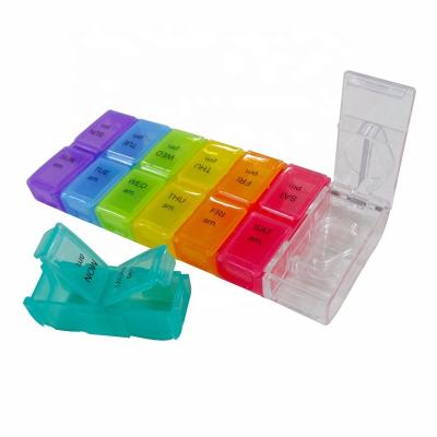 China Hospital Clinic College Home Seven Colors Pill Box With Cutter for sale