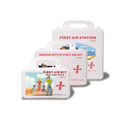 China Popular Plastic Customize Medical Portable First Aid Kit Case With Handle Logo Printing Plastic First Aid Box for sale