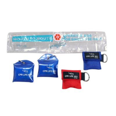 China PE CPR Mask Head Chain Ring , Emergency Kit Face Shield For First Aid Or AED Training for sale