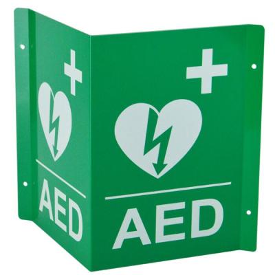 China Plastic 3D AED With Graphic Board Mounting Holes Thick High Impact Plastic Perforated AED Wall Foldable Sign for sale