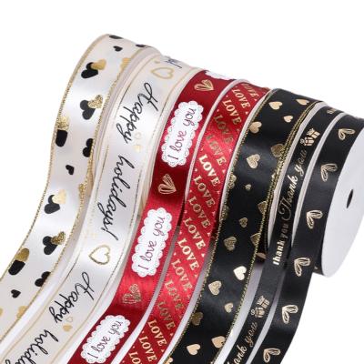 China FREE SAMPLE Valentines Day Ribbon Rolls Gift Viable Ribbon Bows With Logo Decorative Custom Printed Ribbon for sale