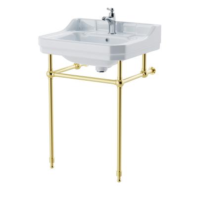 China Traditional Porcelain Console Table Bathroom Sink Basin Polished Gold Matte Black for sale