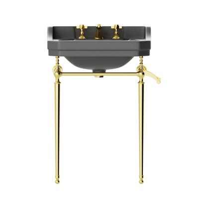 China Victorian Luxury Traditional Sink Basin And Wash Basin Console Table Legs Washbasin Frame Matte Black Gold for sale