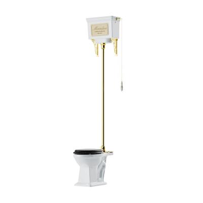 China Traditional High Tank Pull Chain Lavatories Cistern Toilet for sale