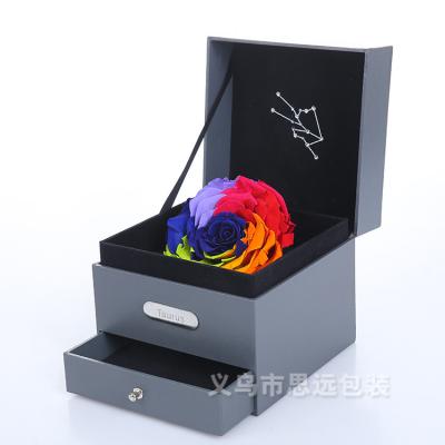 China Recycled valentine's day tanabata cardboard paper drawer logo Eternal flower box printing materials zodiac custom jewelry box 12 for sale