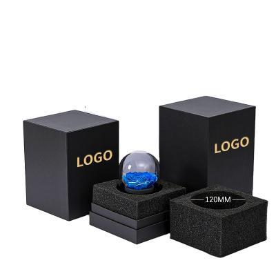 China Recycled Materials Luxury Preserved Eternal Flower Packing Box Valentine's Day Festival Gift Flower Package Boxes With Sponge Glass Cover for sale