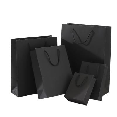 China Wholesale Custom Recyclable Cheap Luxury Paper Craft Craft Black Shopping Gift Bags Recyclable Cardboard With Logo Printed for sale