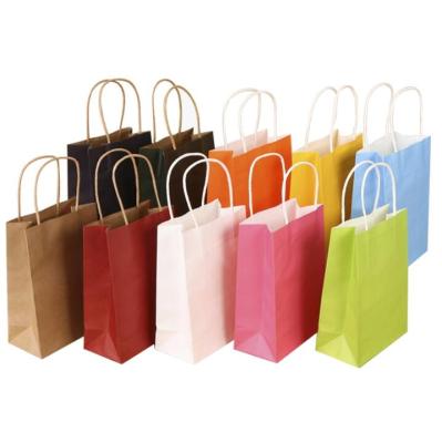 China Wholesale Recyclable Carry Packaging Recycled Color Paper Kraft Paper Handle Bag Food Clothing Packaging Bag Buying Screen Printing Custom for sale