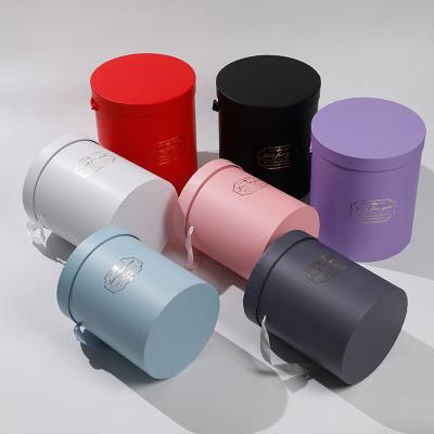 China Recycled Materials Wholesale Cardboard Paper Flower Box Mounted Round Flower Gift Packaging Flower Box With Lids Tube Paper Packaging for sale