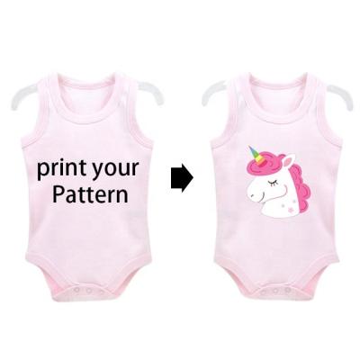 China 100% Cotton Cutstom Factory Printing 100% Cotton Color Summer Baby Bodysuit Sleeveless Newborn Romper For 0-24 Months for sale