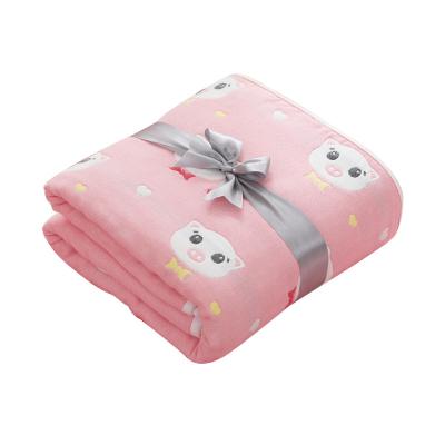 China Printing Soft Cotton Baby Blanket Anti-pilling Wrap Muslin Floor Blanket for sale