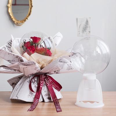 China Europe Luxury Round Rose Flower Box Clear Acrylic Christmas Decoration Time Ball For Gift Package for sale