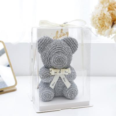 China Rose Crystal Valentine's Day Diamond Teddy Bear Gift Box Perfume 26cm Customized High Quality Lasting Flower for sale