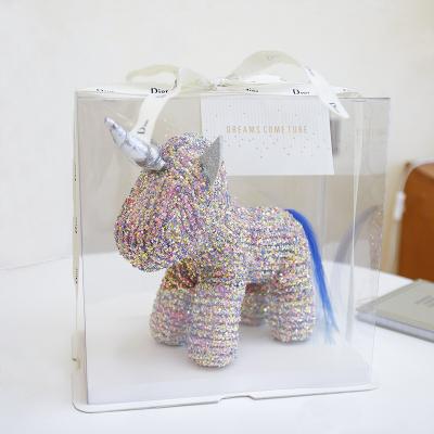 China Durable PVC Box Teddy Bear With Perfume Diamond Unicorn Resin PVC Box As Gift For Decoration Flower Valentine's Day for sale