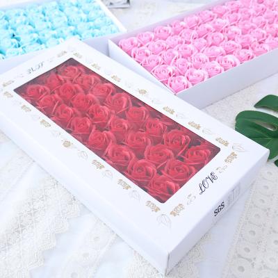 China Artificial Flower 50pcs Per Box Lasting Fragrance Bath Rose 3 Layers Soap Flowers 5cm Foam Soap Flower Head Roses For Wedding And Valentine's Day for sale