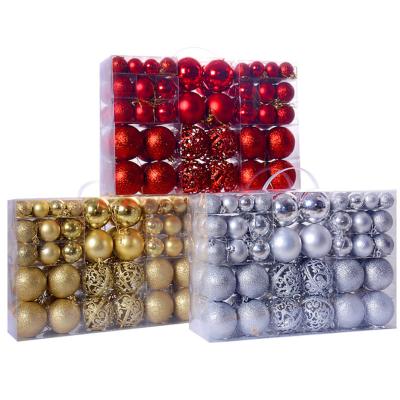 China China Unbreakable Factories 100 Pcs Christmas Ball Tree Ornaments With 3-6cm Shiny/Carpet/Pink/Hollow Ball, Christmas Balls Set for sale