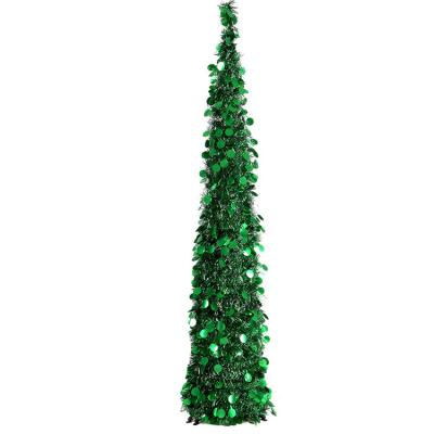 China Tinsel New Year 2022 Collapsible Pop Up Braid 1.5m Artificial Pop Up Christmas Tree for sale