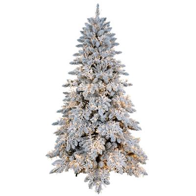 China Durable White Snow Assembled Prelit LED Lights PVC Artificial Christmas Tree for sale