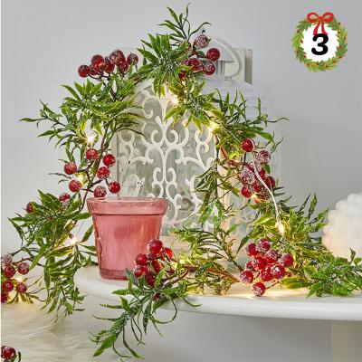 China Nicro Malls Winter Artificial Garland Wreath Needle Christmas Tree Garland Wreath Home Door LED Decoration Waterfall Set for sale